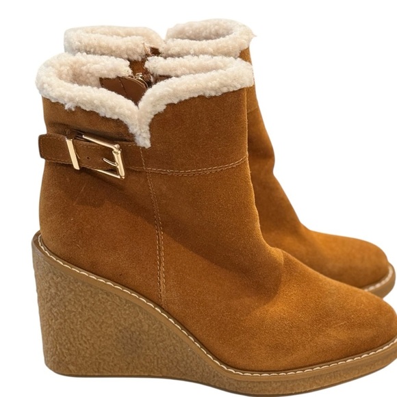 FRANCO SARTO Women's Ulayna Water-Resistant Suede Fleece Wedge Bootie Size 8 - Picture 2 of 12